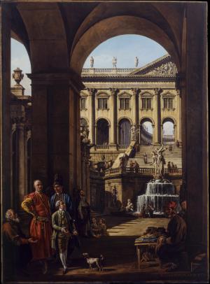 Entrance to a Palace or Architectural Capriccio with a Portrait of Voivod Franciszek Salezy Potocki