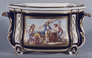 Flower vase (cuvette à fleurs courteille); Tea service