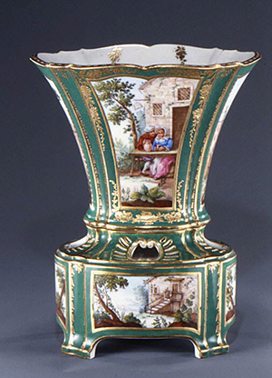 Flower vase with stand (vase hollandais nouveau) (one of a pair)