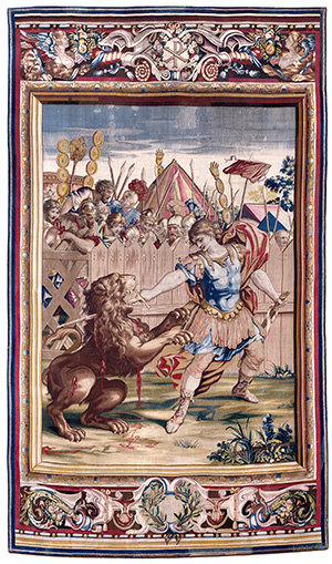 Tapestry showing Constantine Slaying the Lion