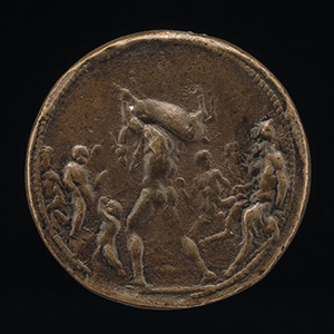 Classical Subject: Male Figure Carrying a Stag [obverse]; Classical Subject: Flaming Tripod on Altar [reverse]