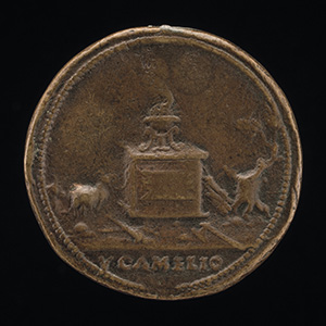 Classical Subject: Male Figure Carrying a Stag [obverse]; Classical Subject: Flaming Tripod on Altar [reverse]