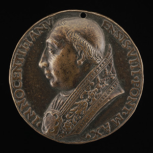 Innocent VIII (Giovanni Battista Cibò, 1432-1492), Pope 1484 [obverse]; Justice, Peace, and Abundance [reverse]