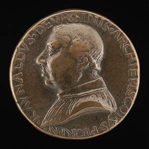 Rinaldo Orsini, d. 1510, Archibishop of Florence 1474 [obverse]; Fortune Holding a Rudder and Cornucopiae [reverse]