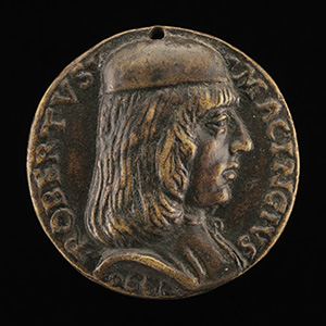 Roberto di Ruggiero Macinghi [obverse]; Figure Holding a Shield and Peacock [reverse]