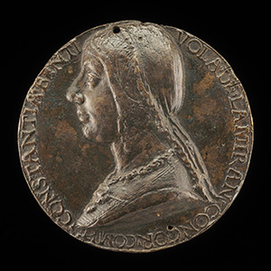 Costanza Bentivoglio, Wife of Antonio Pico della Mirandola 1473, Countess of Concordia 1483 [obverse]; Constancy Leaning on Tall Staff [reverse]