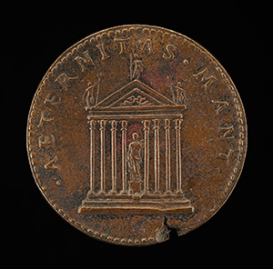 Giampietro Mantova Benavides, died 1520, Paduan Physician [obverse]; Temple with Goddess [reverse]