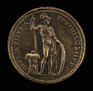 Septimius Severus, Emperor, reigned A.D. 193-211 [obverse]; Mars Resting on a Spear and Shield [reverse]