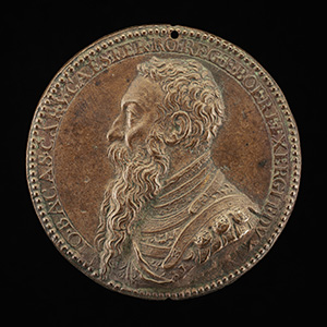 Giambattista Castaldi, died 1562, Count Piadena, General of Charles V [obverse]; Castaldi in Armor and Other Figures [reverse]