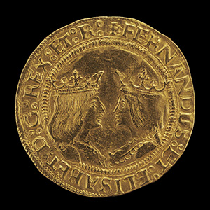Ferdinand II, 1452-1516, King of Aragon 1479, and Isabella, 1451-1504, Queen of Castile and León 1474 [obverse]; Eagle Displaying Crowned Shield of Aragon and Castile [reverse]
