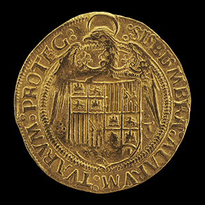 Ferdinand II, 1452-1516, King of Aragon 1479, and Isabella, 1451-1504, Queen of Castile and León 1474 [obverse]; Eagle Displaying Crowned Shield of Aragon and Castile [reverse]
