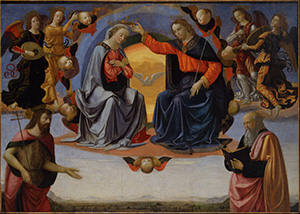 The Coronation of the Virgin with Saint John the Baptist and Saint John the Evangelist